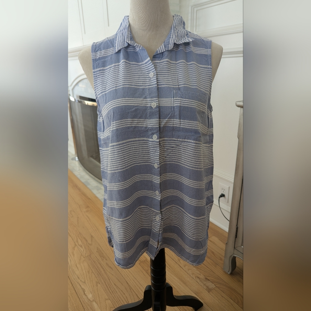 BeachLunchLounge Collection Blue Striped Sleeveless Top